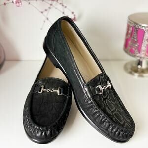 SAS Leather Metro Nero Snake Loafers Size 10